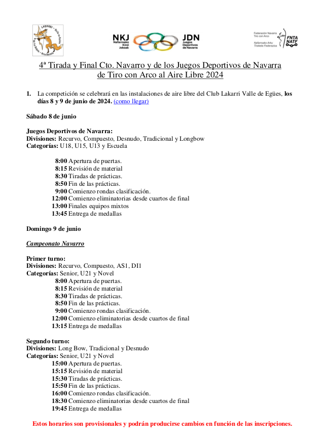 CIRCULAR 4&ordf; Tirada y FINAL Cto Navarro y JDN Aire Libre 2023
